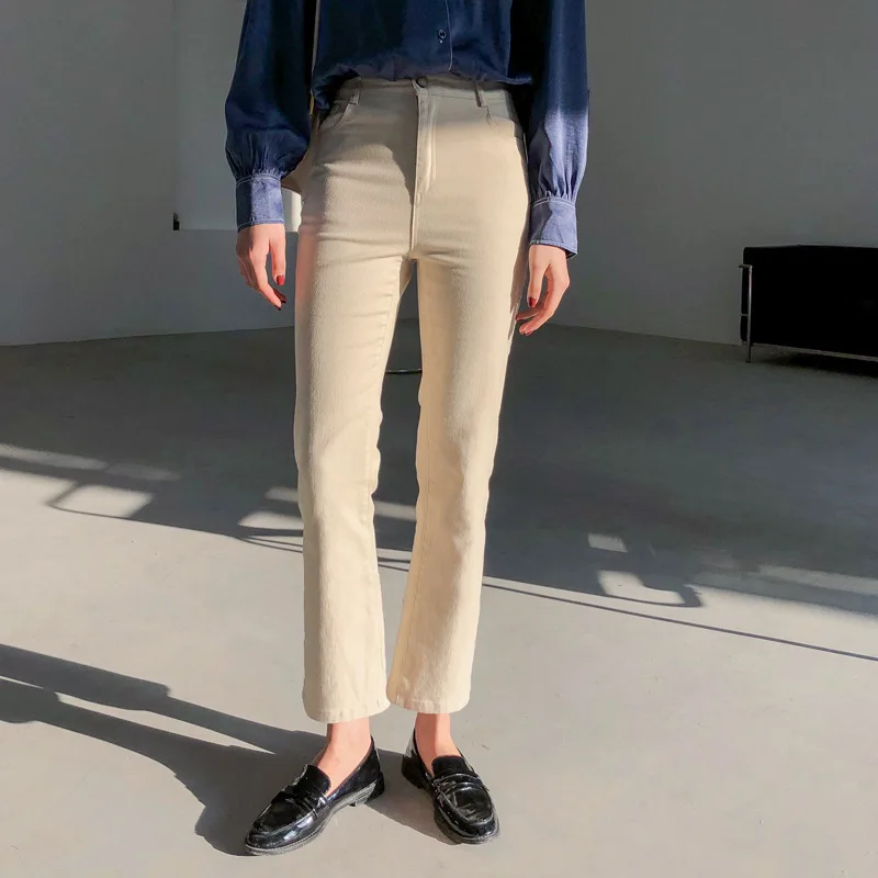 

Denim Flare Jeans Women High Waist Stretch Jeans Streetwear Women Black Cropped Cowbye Trousers Korean Fashion Designer Clothing