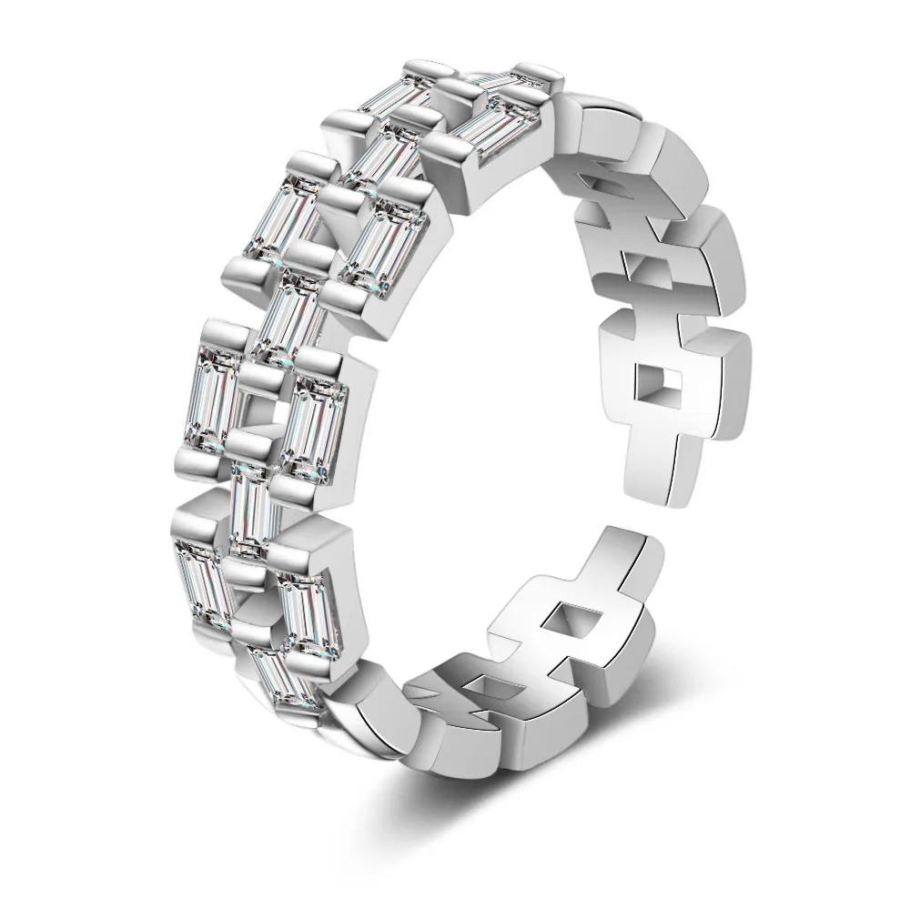 Женское Открытое кольцо с фианитом серебристое кристаллом | Украшения и