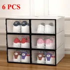 6 шт. складные пластиковые обувные коробки коробка для хранения пыленепроницаемый обувной Органайзер коробка комбинированный обувной шкаф