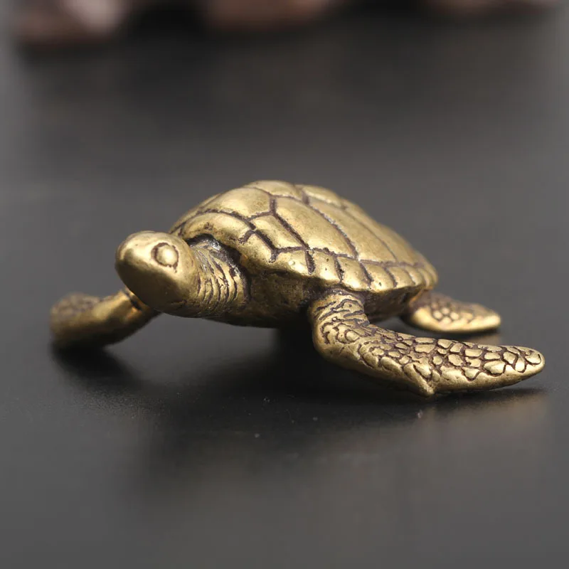Turtle Винтажная латунная Краб лягушка морская скульптура в виде черепахи украшения медные водные фигурки животных домашний стол аксессуары для украшения чайных домашних животных - Цвет: Turtle