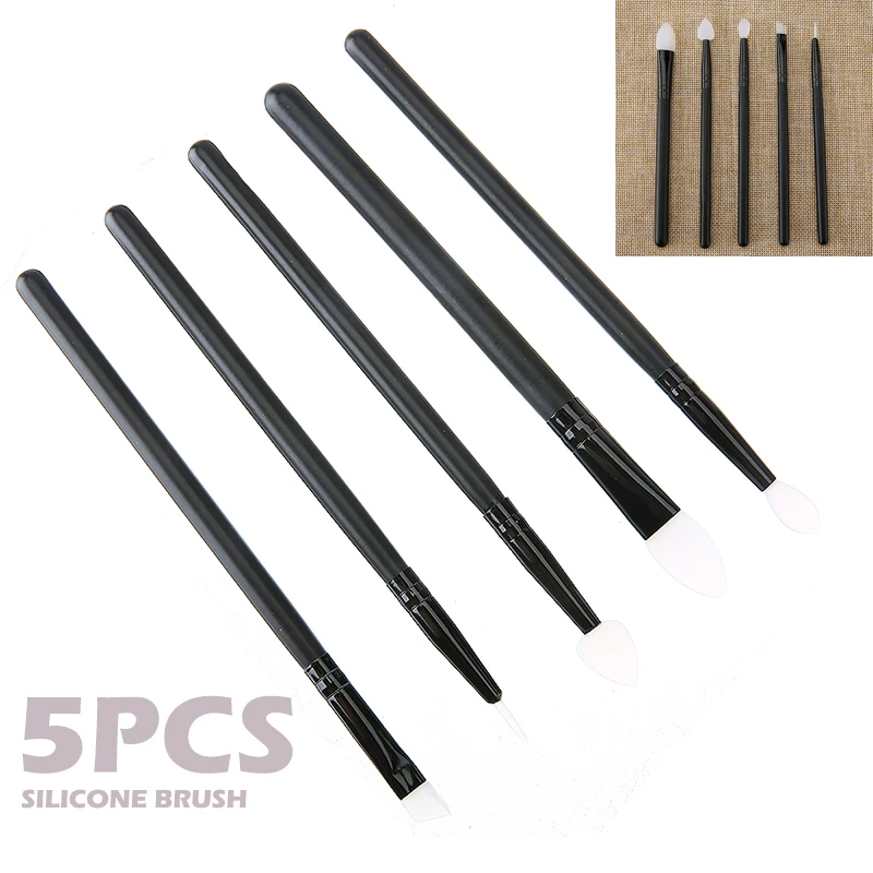 

5pcs Eye Lip Make Up Brush Oblique Eyeshadow Lip Brushes Set Large Eyeshadow Eyeliner Brush Silicone Facial Makeup Applicator