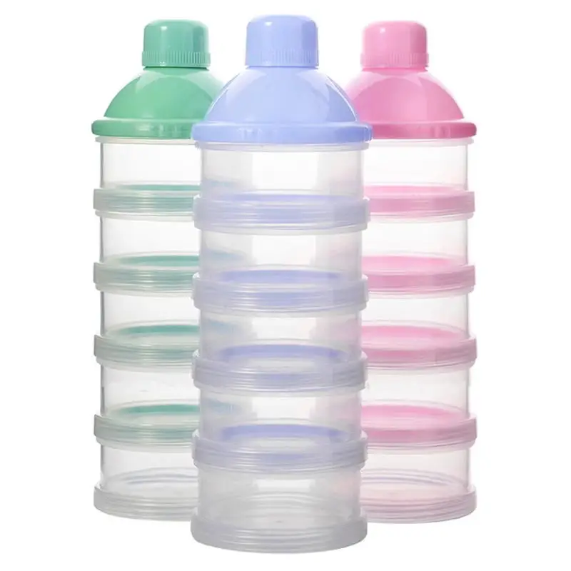 

5 Grid Portable Milk Powder Formula Dispenser Container Storage Essential Cereal Boxes Toddle Baby Snacks Food Storage Box