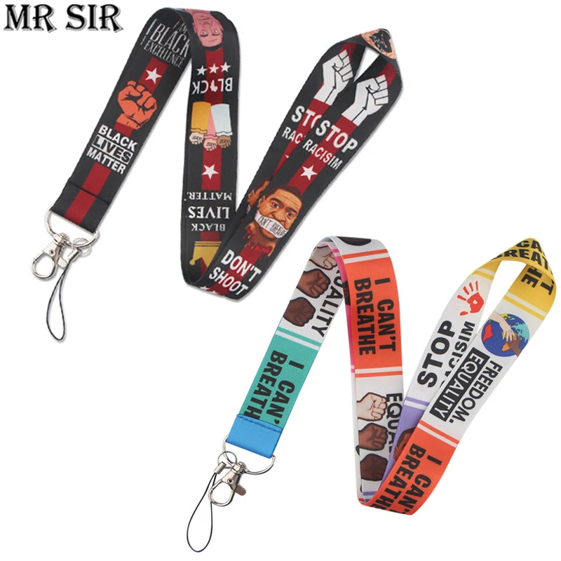 

CAN'T BREATHE George Floyd Cartoon Lanyard Keychain American Protest Black Lives Matter Neck Straps Stop Racism Eliminate Racism