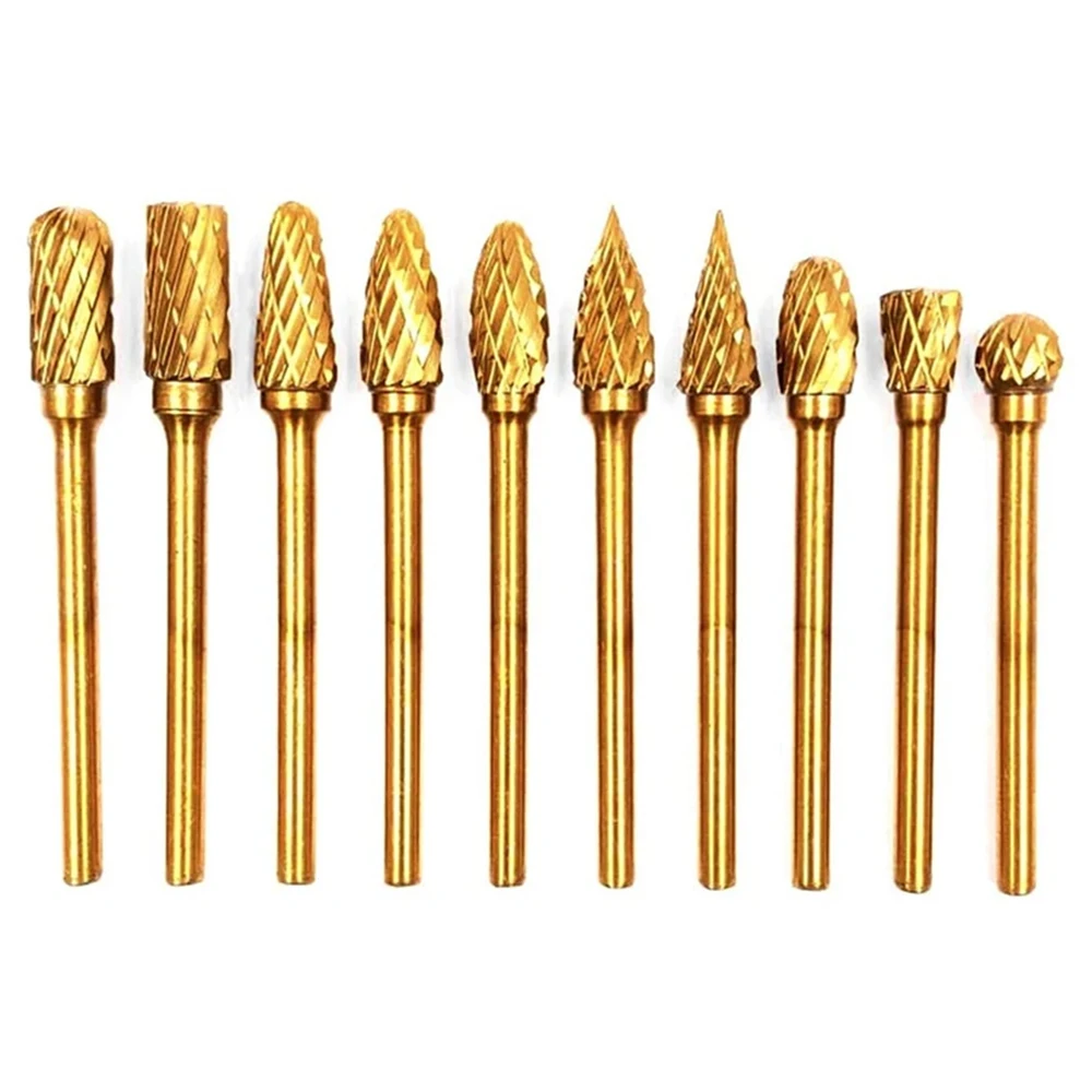 

10pcs Rotary Burr Set Shank Double Cut Die Grinder Bit For Wood Drilling Metal Craving Engraving Polishing Accessories