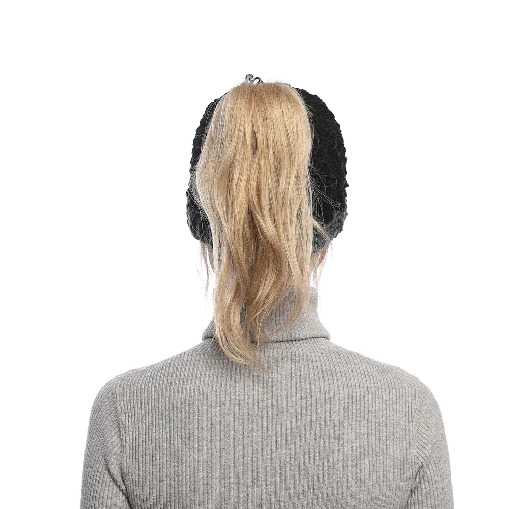 Europe, America, autumn and winter, new, matching, hole, cap, cap, empty top, knitted wool cap, ponytail cap, warm hat