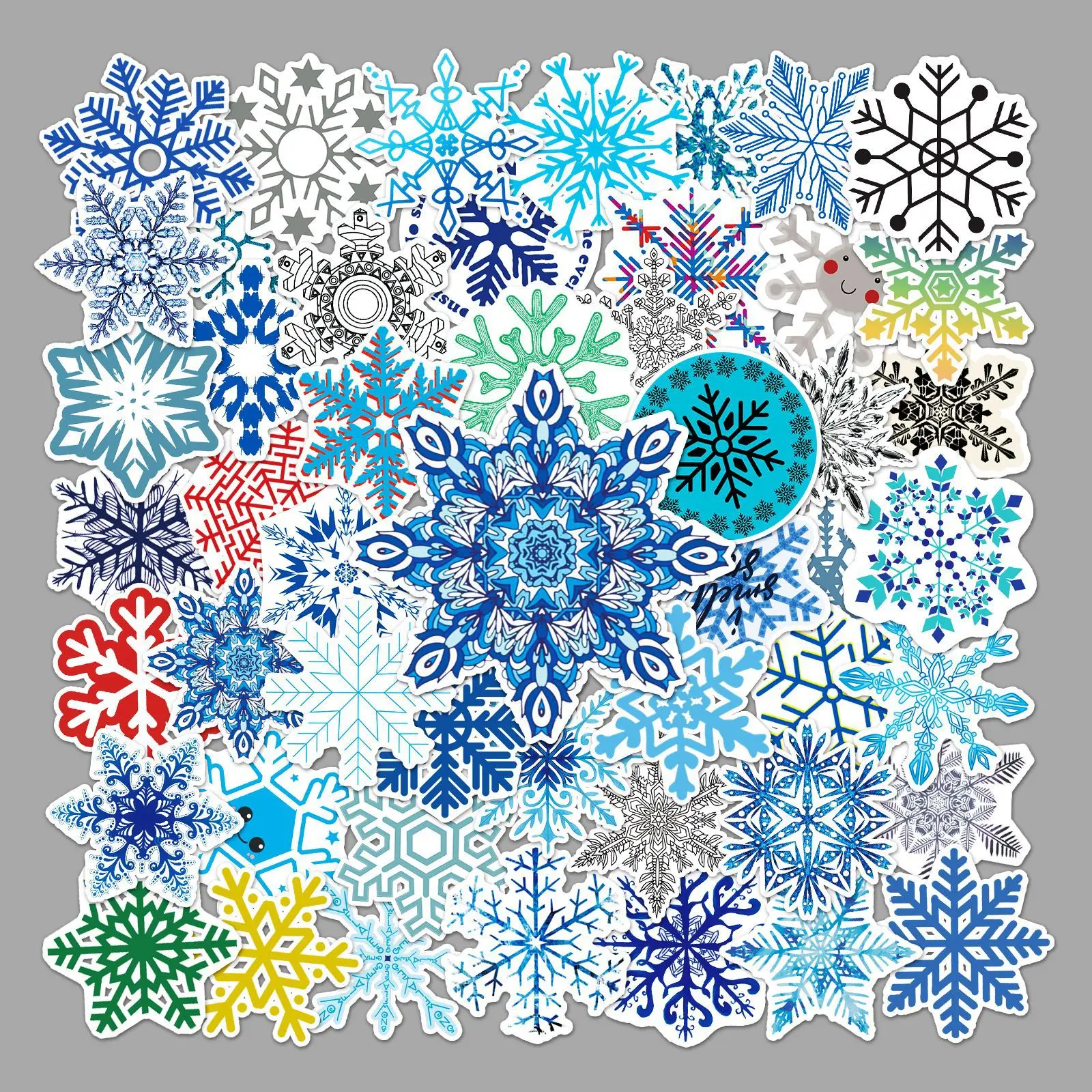 

50 Pcs Snowflake Graffiti Stickers Winter Small Fresh Suitcase Stickers Pvc Skateboard Guitar Bike Stickers Decorative Stickers