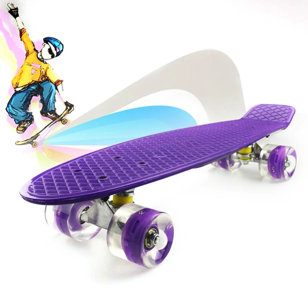 

Skateboard 22in Children's Scooter Penny Board Mini Longboard Banana Pastel Skate Board Flashing Wheels Truck Bearings