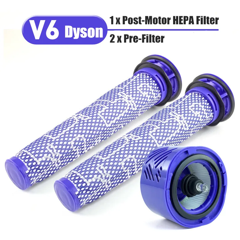 

3pcs/set Pre & Post-Motor HEPA Filter Kit for Dyson V6 DC59 Vacuum Cleaner Parts fit part DY-96674101 & DY-96566101