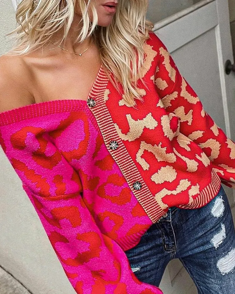 

Кардиган трикотажный с V-образным вырезом и пуговицами, осень 2021