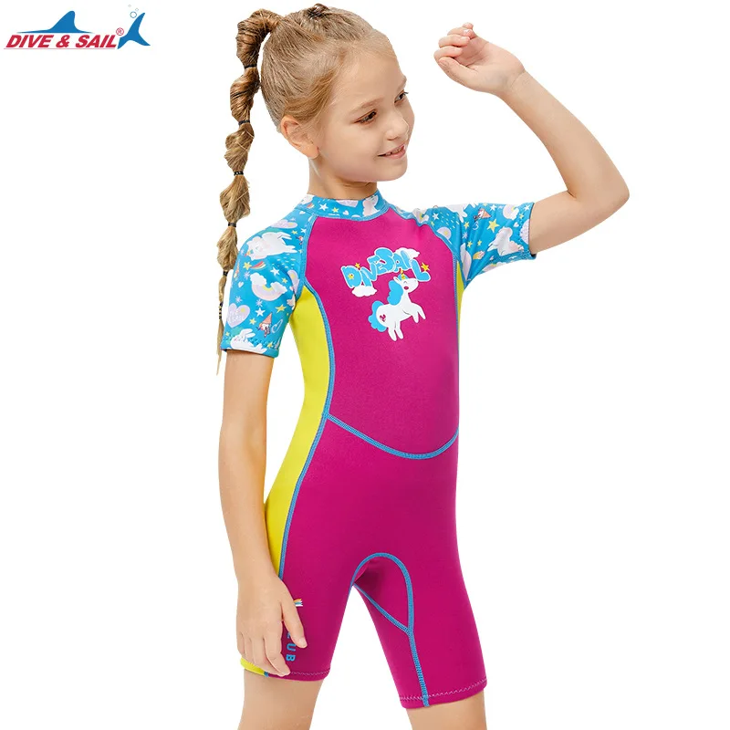 

Girls 2.5MM Thick Neoprene Wetsuit Keep Warm Surfing Underwater Snorkeling Diving Suit Children Scuba Keep Warm Beach SwimWear