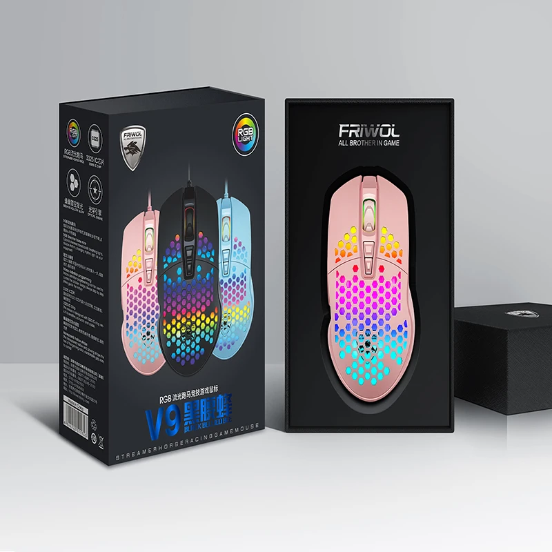 Эргономичная Проводная игровая мышь 4000DPI USB с RGB-подсветильник кой Мыши для ПК |