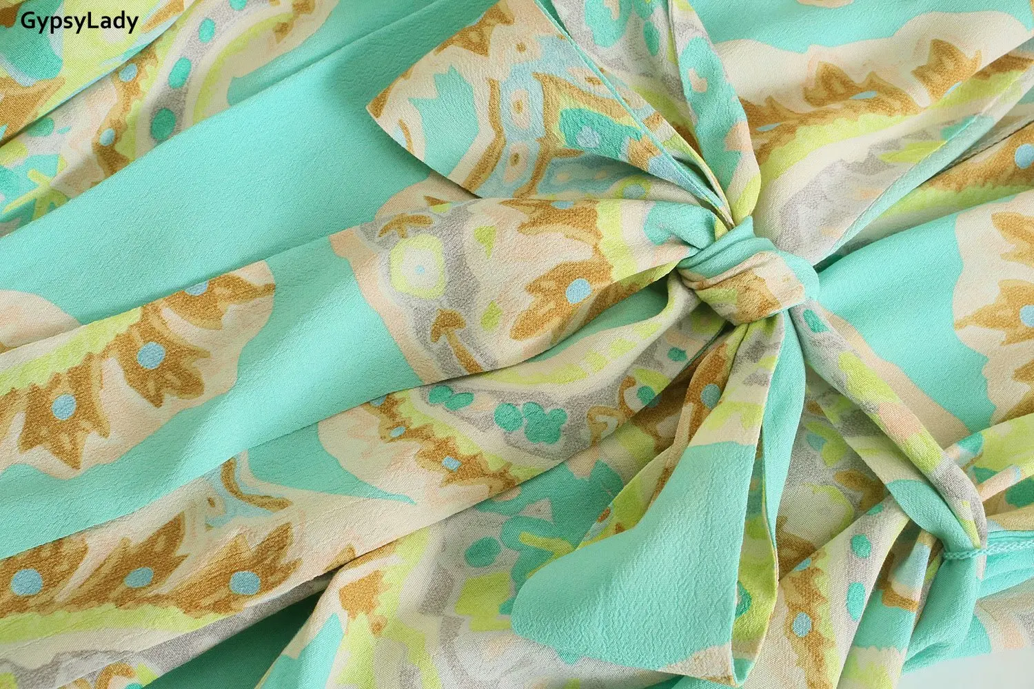 

GypsyLady Bohemian Floral Kimono Blouse Sleeve Boho Vintage Printed Holiday Women Blouse Shirt Ruffles Bandage Ladies Female Top