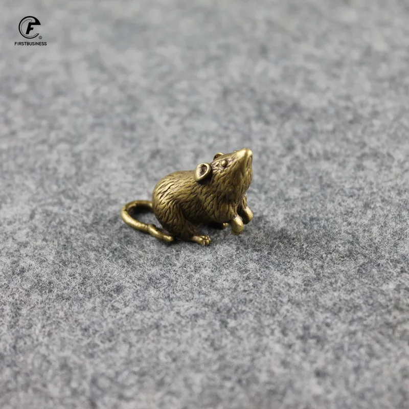 Новый Античный Зодиак из латуни статуя крысы персика украшения винтажная медная