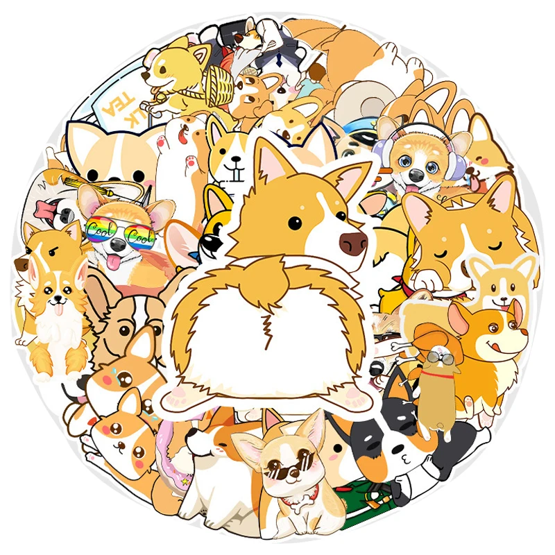 50 шт. милая собака корги ПВХ водонепроницаемая наклейка s для ноутбука бутылки