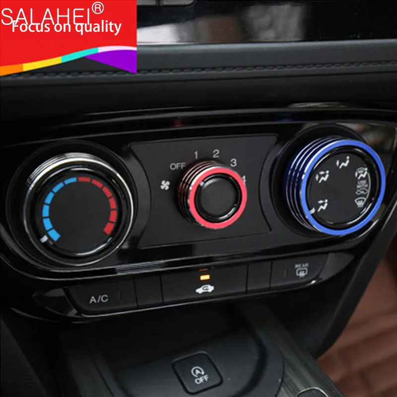 

3 шт. аксессуары для стайлинга автомобиля из алюминиевого сплава ручка кондиционера регулятор громкости декоративное кольцо для Honda FIT JAZZ XRV 2014-2018