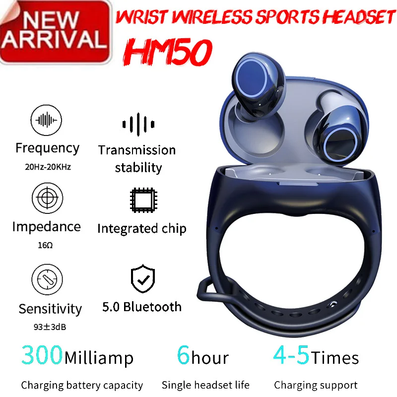 TWS Bluetooth 5,0, беспроводные наушники, спортивные наушники с громкой связью, гарнитура с смарт-браслетом, часами, фитнес-браслетом
