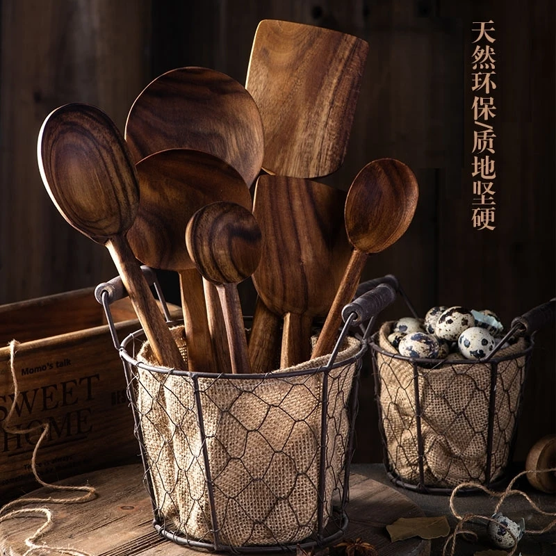 

Thai Teak Wooden Non-stick Spatula Coffee Spoon For Cooking Wood Kitchen Cooking Utensils Supplies Kitchen Tool Set