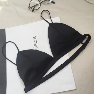 

Sexy Satin Crop Tops Women Wireless Bralette Crochet Top Female Spaghetti Strap T-shirt Cropped With Chest Padded Camisole 67