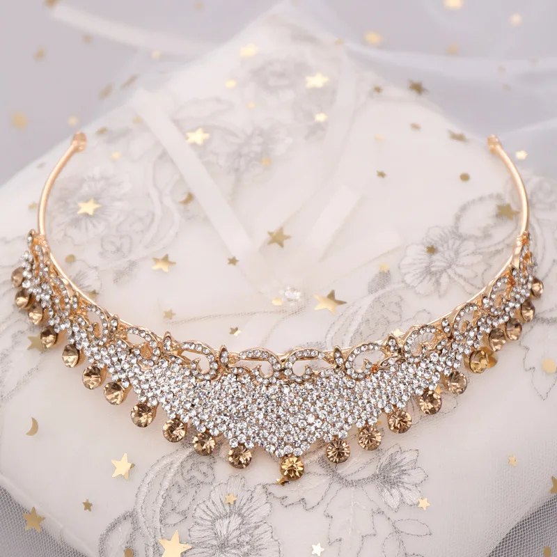 Золотая Хрустальная Женская корона свадебные украшения для волос аксессуары