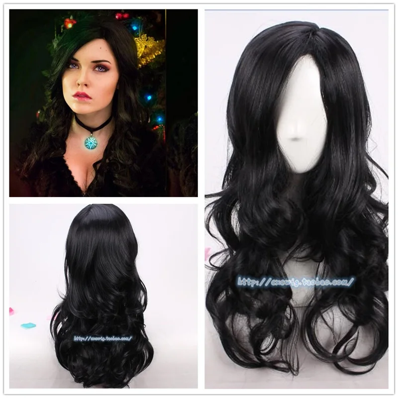 

Halloween The witch Yennefer of Vengerberg Black Wavy Wig Women Role Play Black Hair Cosplay Wavy Wig