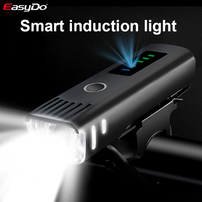 

Фонарь велосипед EasyDo, умный, индукционный, водонепроницаемый, USB, перезаряжаемый, светодиодный, 1500 мА · ч, Передний фонарь для горного велосипеда
