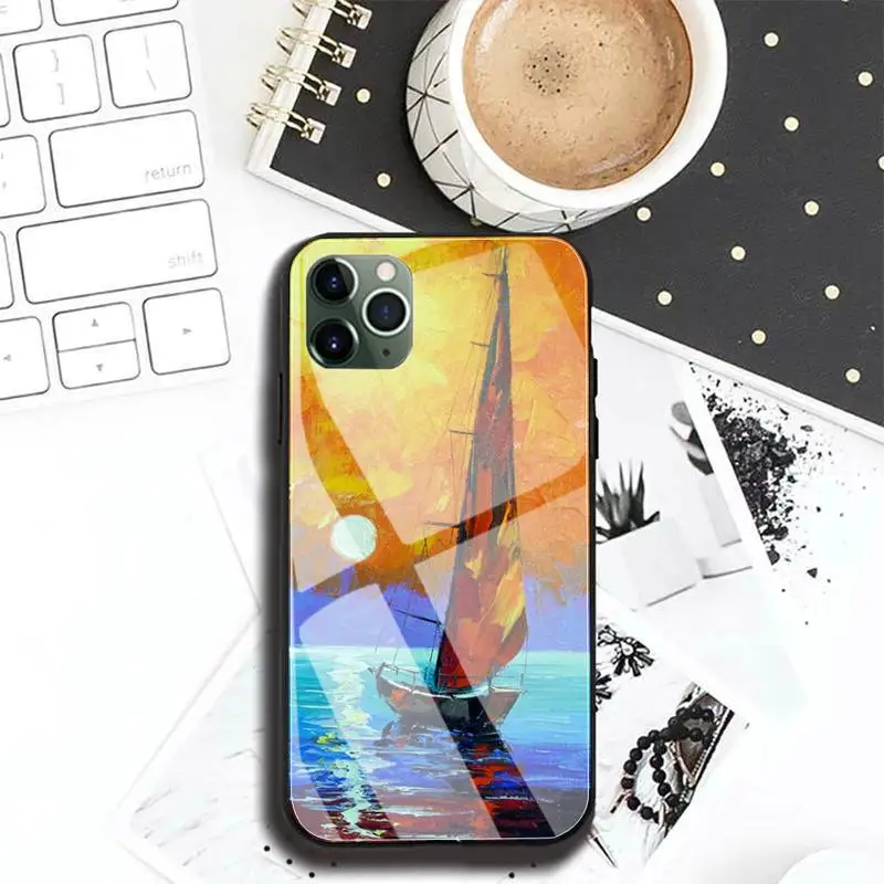 

Caribbean Ship boat Phone Case case For Iphone 11 Pro MAX XR X 7 8Plus SE2020 DIY Shockproof Glass Soft Silicone Edge