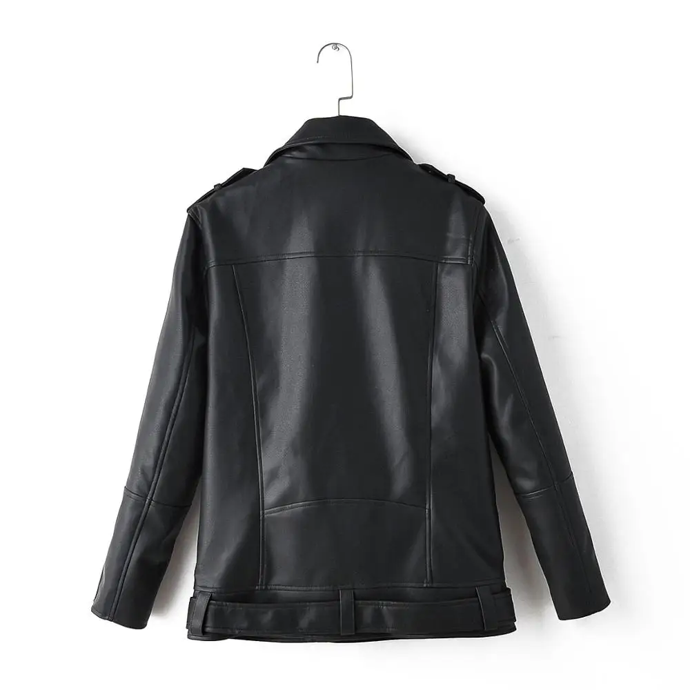 Женская куртка из искусственной кожи Повседневная Свободная мягкой в байкерском