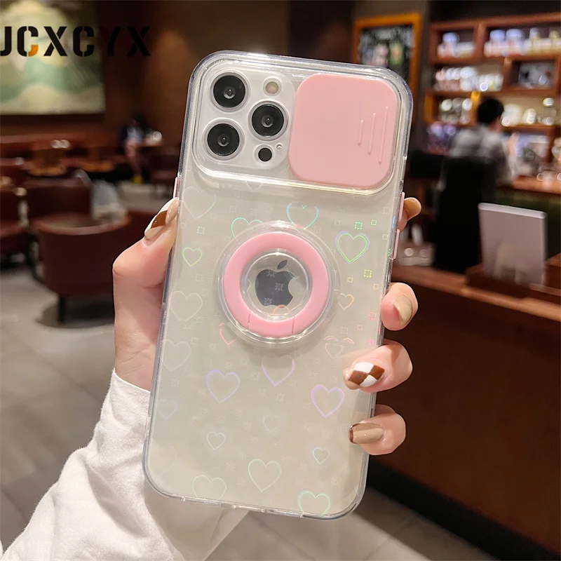 Прозрачный мягкий чехол с градиентным кольцом-держателем для iPhone 13 Pro Max 12 11 MiNi X XS