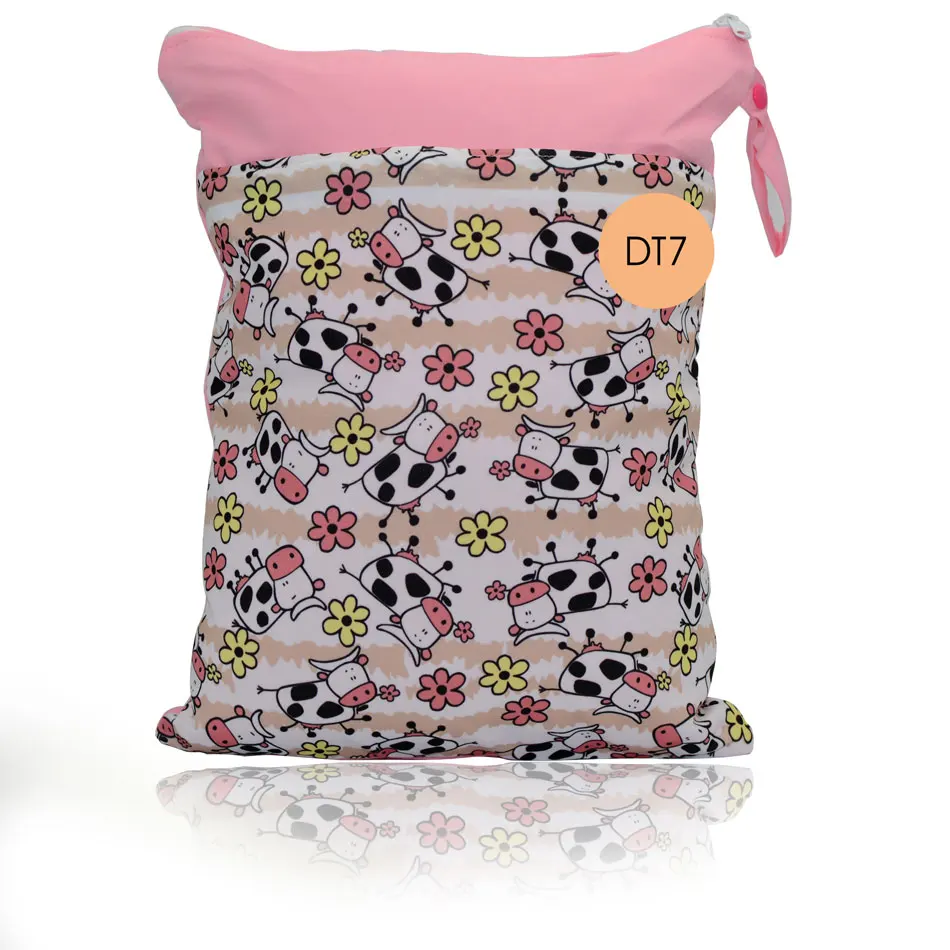HappyFlute два кармана Wetbag, сумка для подгузников, двойная молния с ручкой - Цвет: dt7
