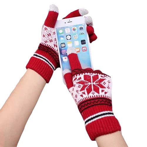 H Лидер продаж Модные Guantes для мужчин и женщин зимние теплые перчатки вязание снежинка шаблон полный палец перчатки и варежки Luvas - Цвет: Type 3
