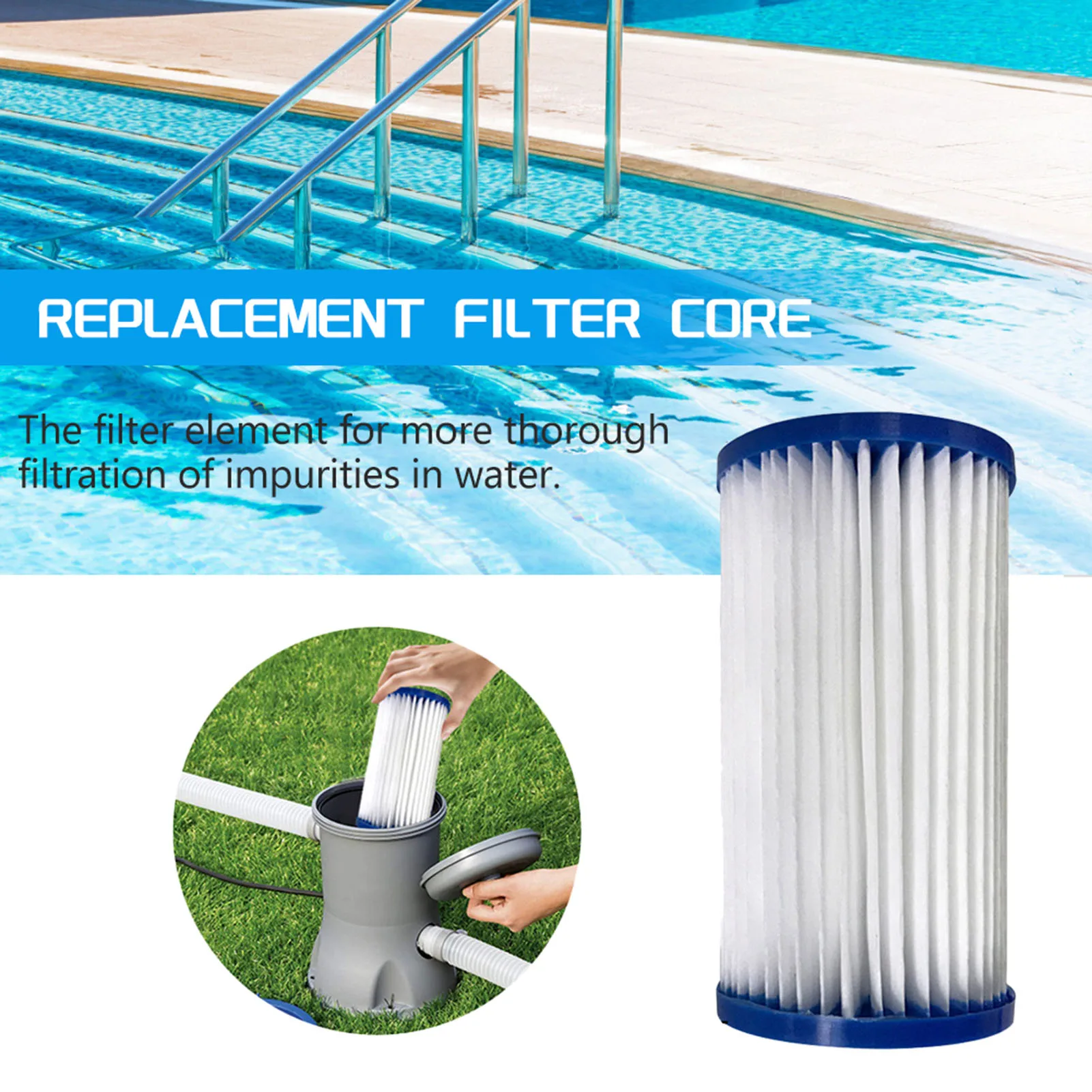 

Washable Filter Core Water Purifier Filter Replacement Safe Swimming Pool Spa Water Pump Filter Cartridge For Spa
