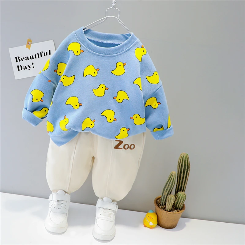 

HYLKIDHUOSE Baby Girls Boys Clothing Sets 2021 Spring Toddler Infant Casual Clothes Cartoon T Shirt Pants Children Kids Clothes