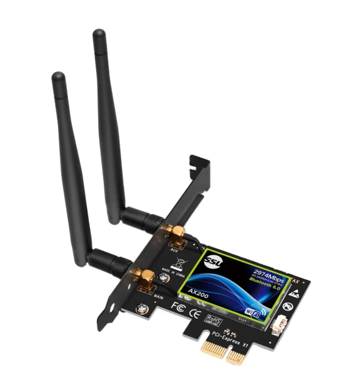 

Dual Band PCI Express WiFi Card Gigabit for AX200 2.4G/5Ghz 802.11Ac/Ax 5.0 Bluetooth Adapter Only Support Window10