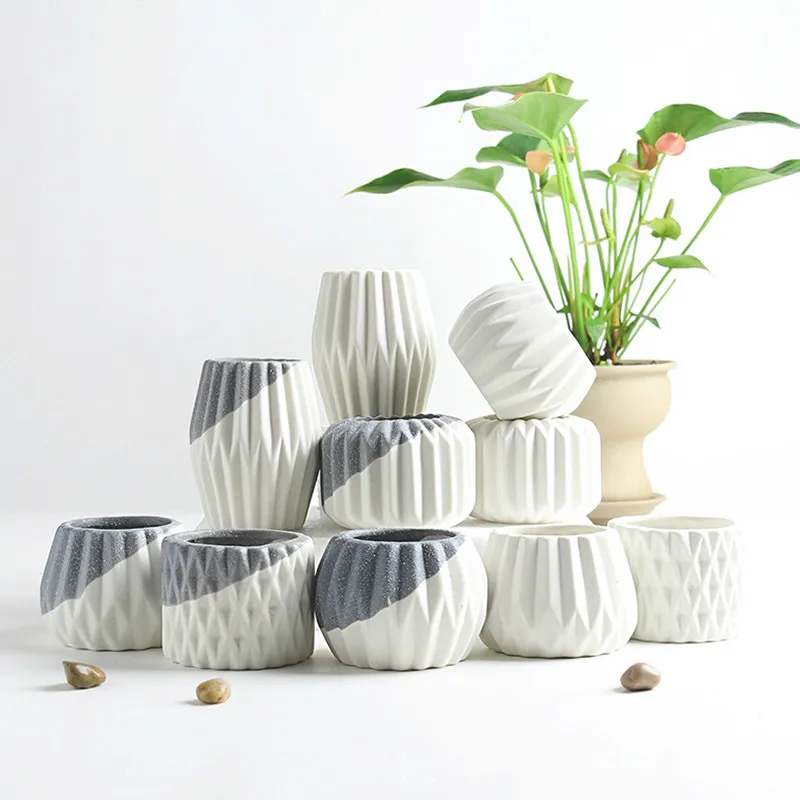 Креативный керамический геометрический цветочный горшок с бриллиантами простой