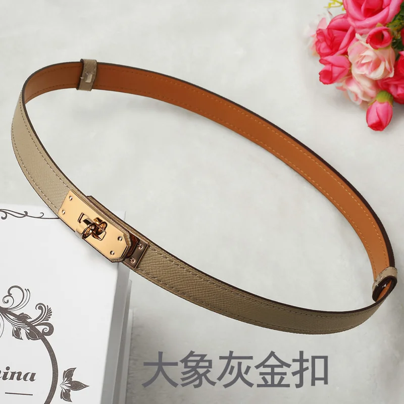 new designer women real leather 1.8cm width belts golden silver lock buckle dress jeans sweater waistband lady belt A0