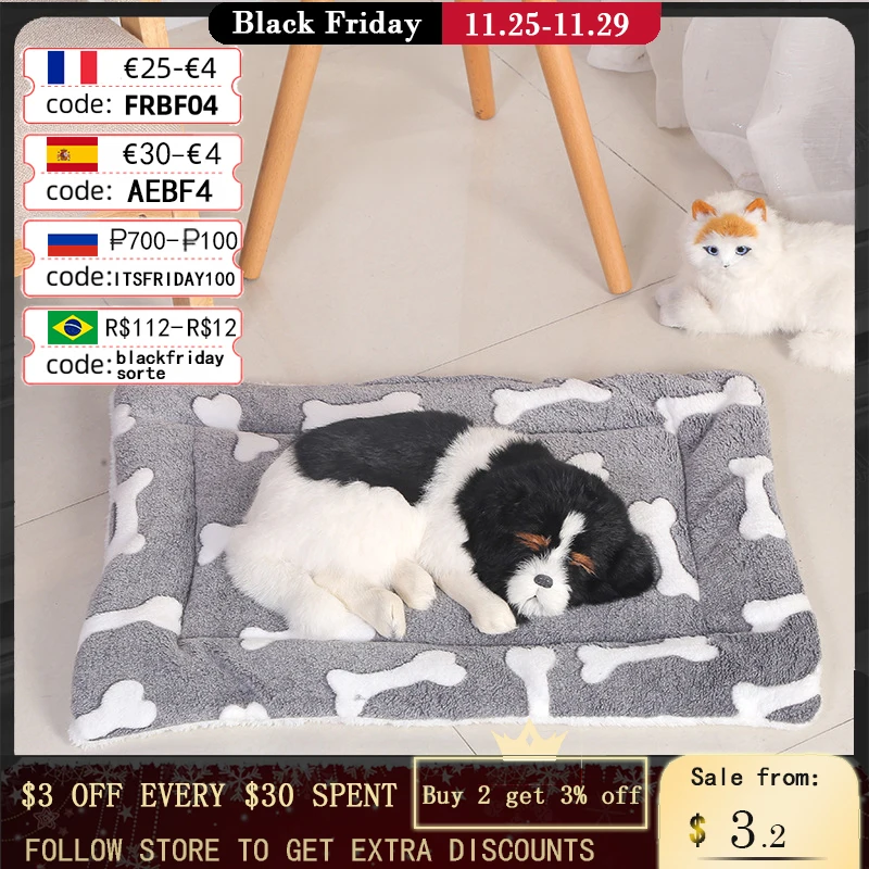 

Pet Mat Cat Dog Blanket Square Winter Thickened Comfortable Home Pet Sleeping Mat Warm Blanket Cartoon Double-sided Kennel Bed