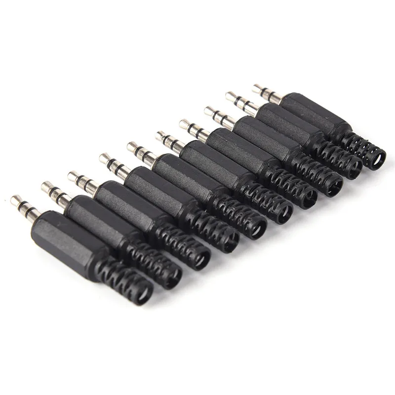 

5pcs Black Plastic Pure Copper Conductor Housing Audio Jack Plug Headphone Stereo 3.5mm Male Adapter