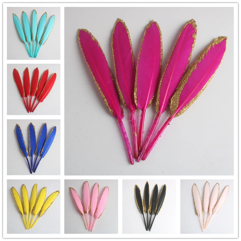 Оптовая продажа 10 шт./лот золото гусиных перьев на стопу длиной от до 15