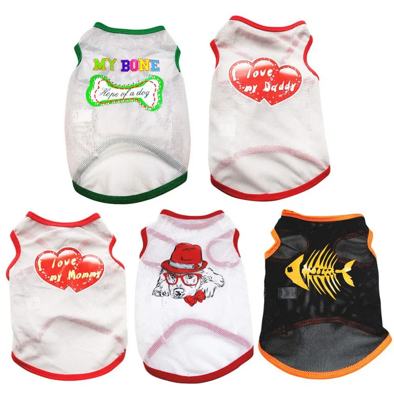 

Pet Dog Clothes For Small Medium Dogs Summer Dog T-shirt Sunscreen Sleevess Light Weight Breathable Mesh одежда для собак 2021