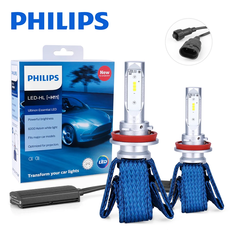 Philips H11 Светодиодный H8 H16(JP) Автомобильные передсветильник ры лампы Ultinon Essential 6000K