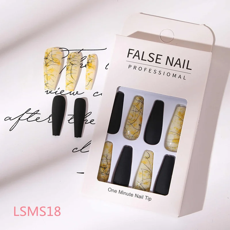 

24pcs/pack Ballet Nails Art Fake Nail Tips Flakes Full Cover T Shape Designs Wareable False Nails Decorations Tools For Nail