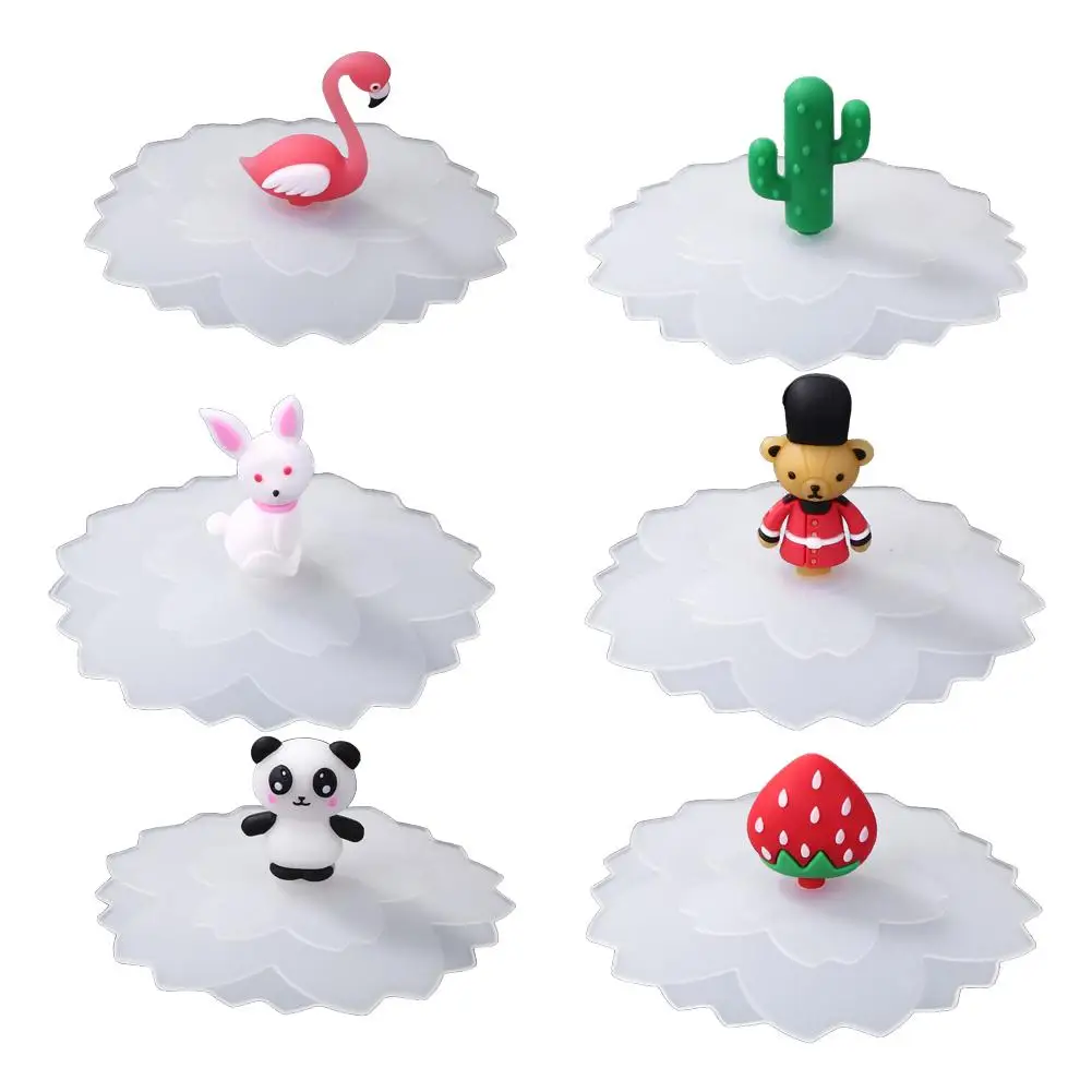 

Silicone Cup Cover Heat-resistant Leak Proof Cartoon Lid Cartoon Cute and Dustproof Cup Cover Heat-resistant Dustproof Reusable