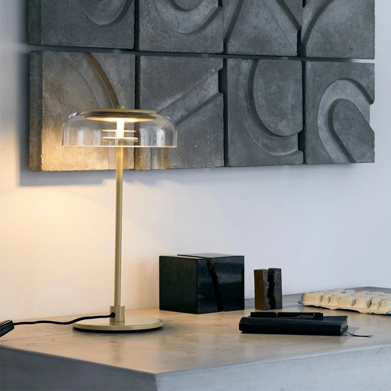

Postmodern LED hardware living room table lamp art transparent glass bed bedroom lighting study deco lamp reading desk lights