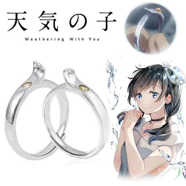 Парные влюбленные аниме Tenki no musuko кольца погодование с вами Amano Hina Morishima Hodaka