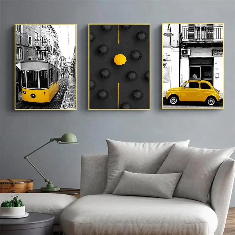 

Photograph European Landscape Picture Home Decor Nordic Canvas Painting Wall Art Yellow Style Scenery Poster for Living Room