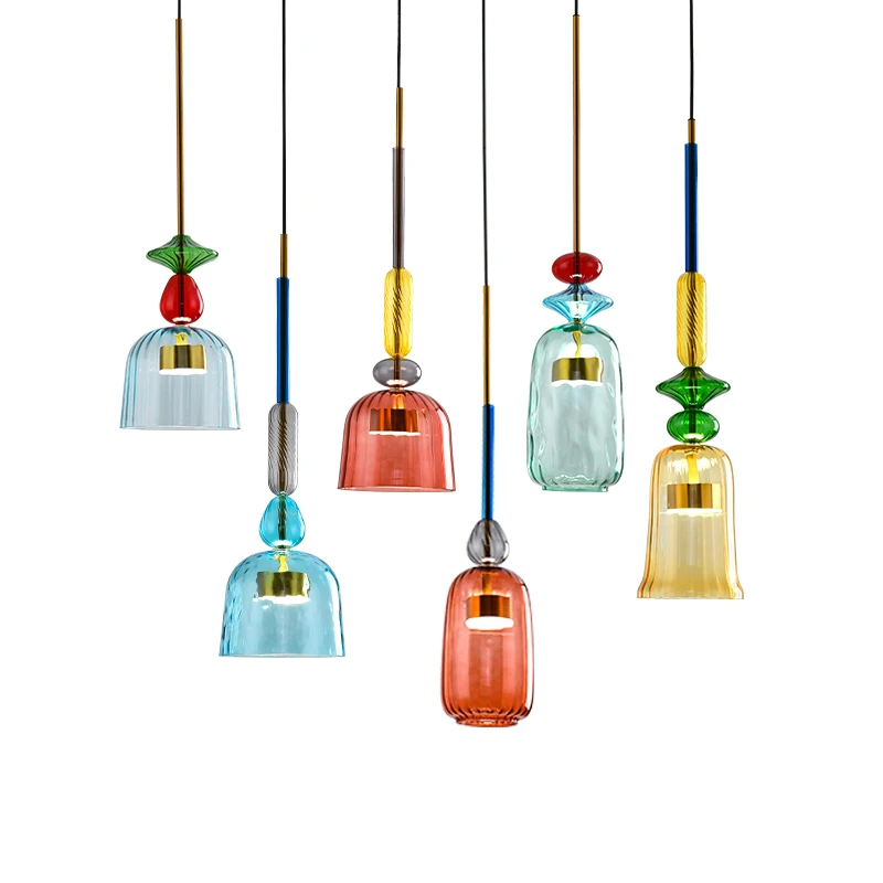 

1 Nordic Colorful Pendant Lights Home Decorative Lighting Glass Hanging Lamp Decor Pendant Hang Lamp Living Room Bedroom Indoor