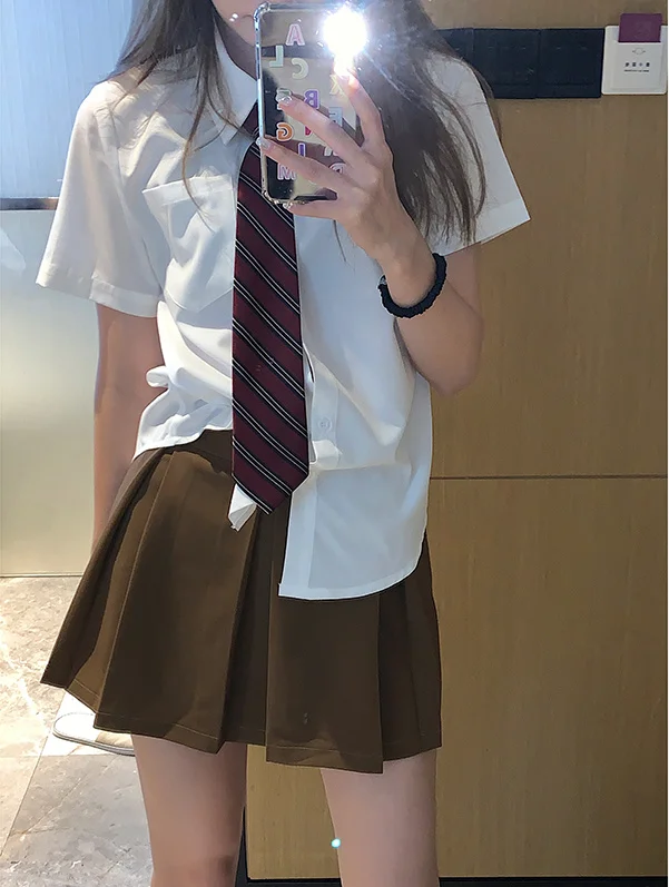 Милый костюм в стиле академии крутая Женская трикотажная рубашка топ летняя