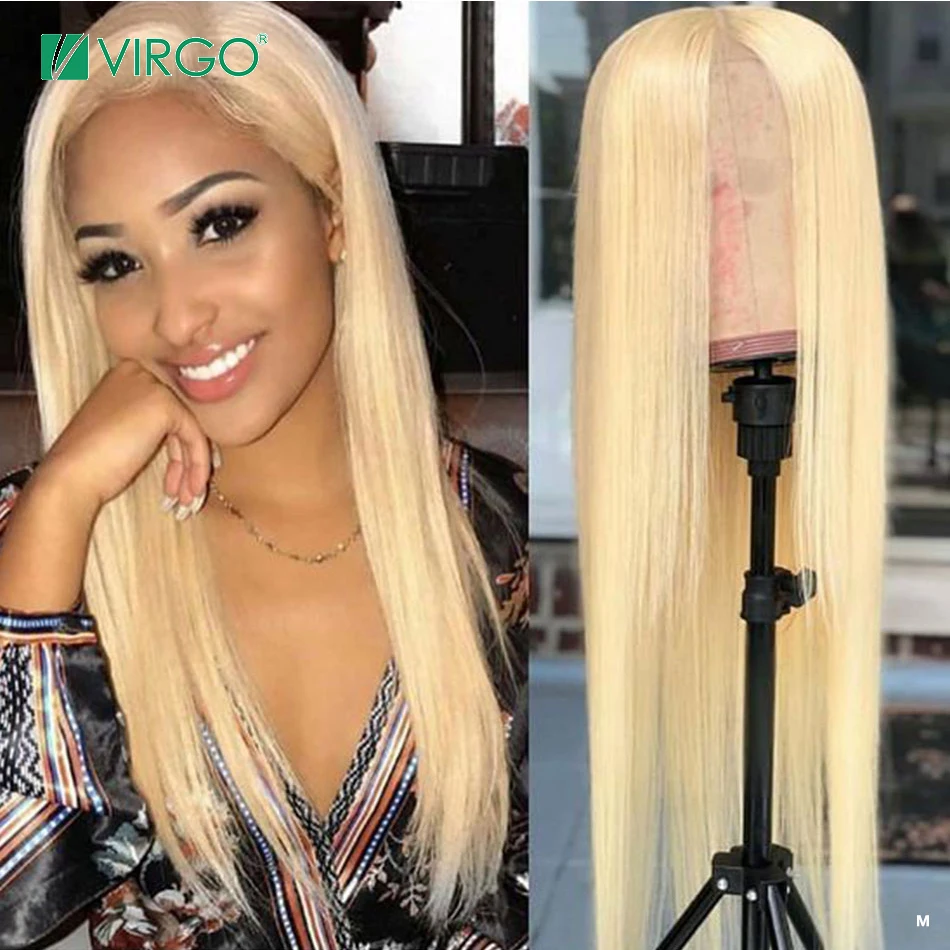 Дева 613 Мёд светлые бразильские прямые волосы Синтетические на кружеве парики 13X6