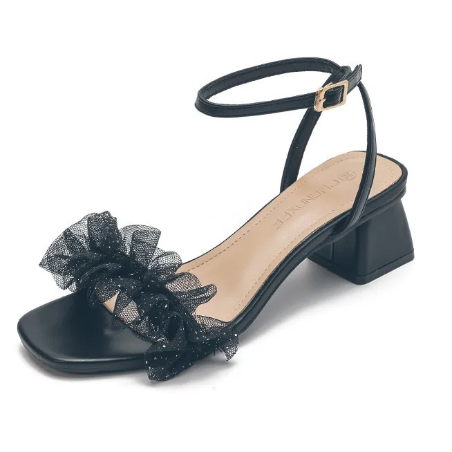 

High heeled shoes women's 2021 new sandals fairy style Mid Heel Roman shoes with lace sweet shoes