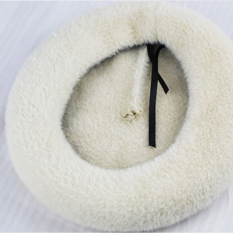 Берет Foux женские шапки на осень и зиму Искусственный Кролик норковый мех